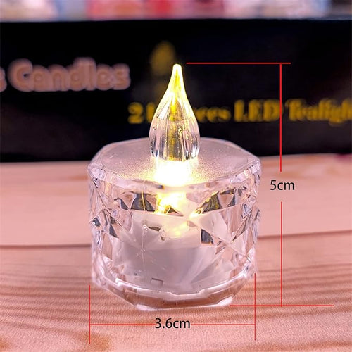 12pack LED Crystal Candle Light Table Centrepiece Flameless Candles Transparent Small Tea Wax Birthday Proposal Desktop Decoration Create Atmosphere Smokeless Candles Tea Lights